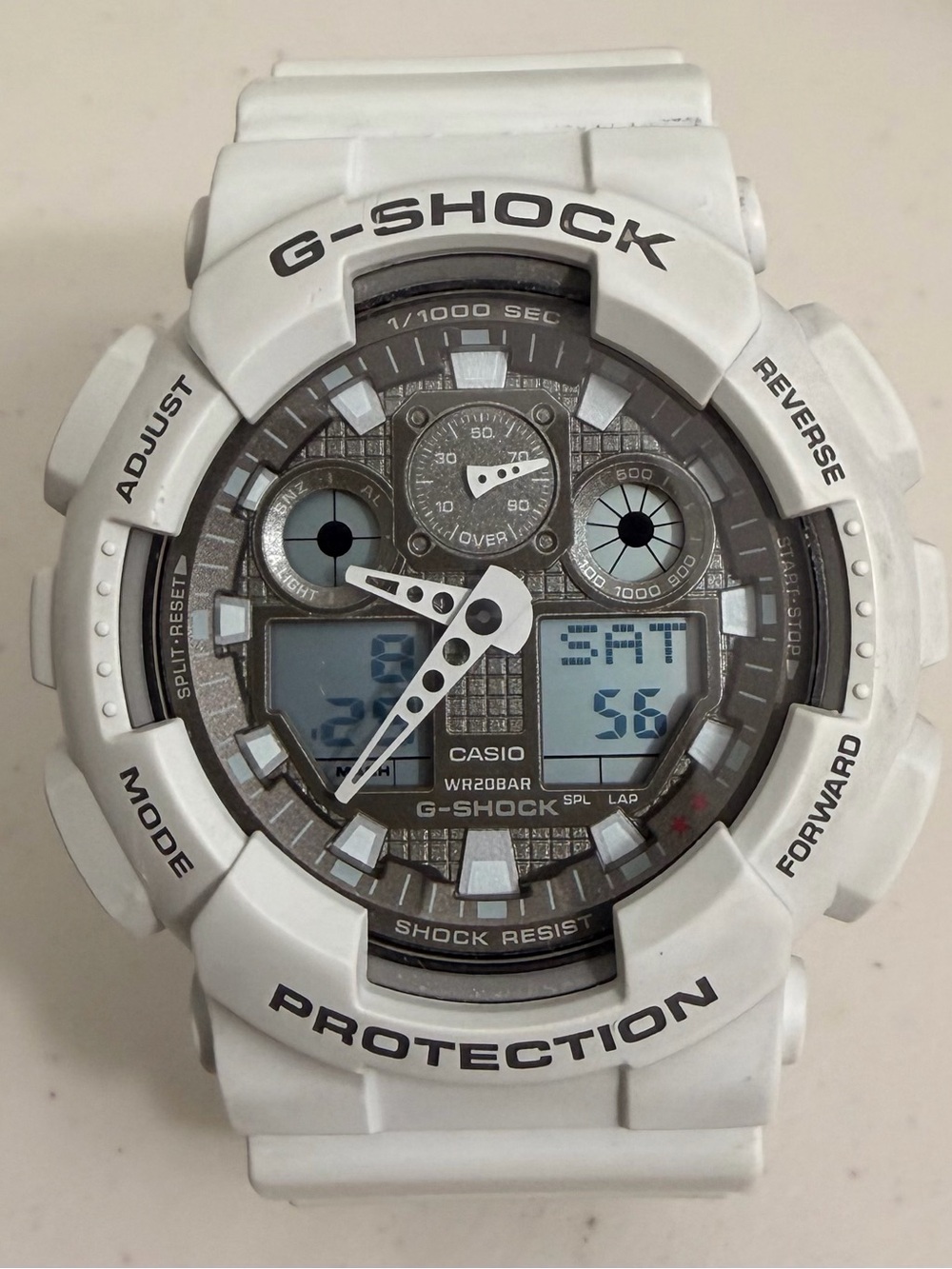 G-Shock White and Gray Digital-Analog Sport Watch